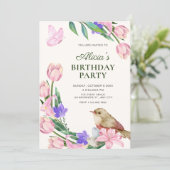 花と鳥の誕生日ブランチ 招待状 (スタンド正面)