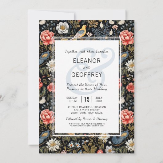 花と鳥の魅惑の結婚庭 招待状 (正面)
