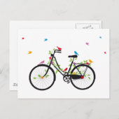 花と鳥を持つヴィンテージ自転車 ポストカード (正面/裏面)