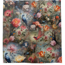 花と鳥を持つ超現実主義の芸術 シャワーカーテン