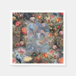 花と鳥を持つ超現実主義の芸術 スタンダードカクテルナプキン