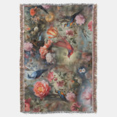 花と鳥を持つ超現実主義の芸術 スローブランケット (正面縦)