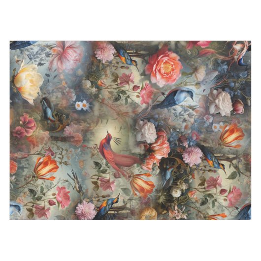 花と鳥を持つ超現実主義の芸術 テーブルクロス (正面(横))