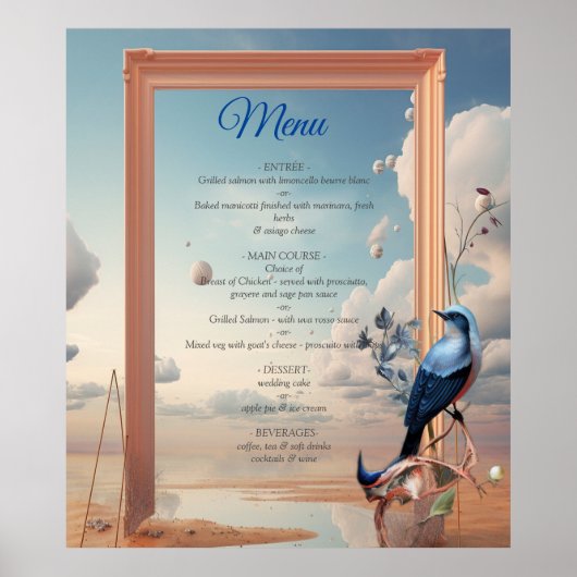 花と鳥を持つ超現実主義の芸術 ポスター (正面)