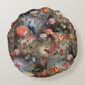 花と鳥を持つ超現実主義の芸術 ラウンドクッション (裏面)
