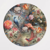 花と鳥を持つ超現実主義の芸術 ラベル (デザイン1)