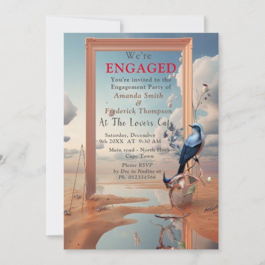 花と鳥を持つ超現実主義の芸術 招待状 (正面)