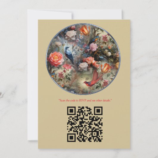 花と鳥を持つ超現実主義の芸術 招待状 (裏面)