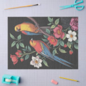 花と鳥イラストレーション 薄葉紙 (クラフト)