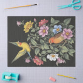 花と鳥イラストレーション 薄葉紙 (クラフト)