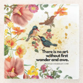 花と鳥ガラスのコースター ガラスコースター (正面)