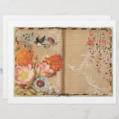 花と鳥ジャンクジャーナルスクラップブック紙 (正面/裏面)