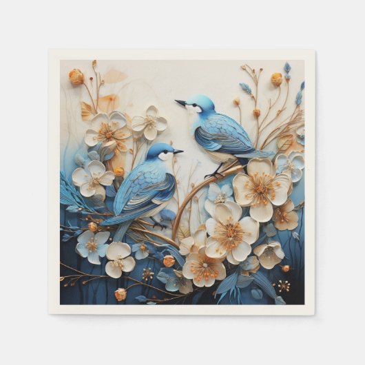 花と鳥 スタンダードカクテルナプキン (正面)
