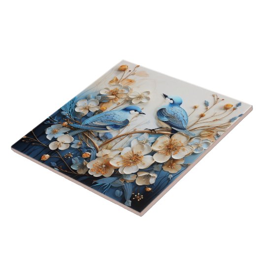 花と鳥 タイル (側面)
