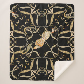 花と鳥：新しいスタイルヴィンテージ シェルパブランケット
