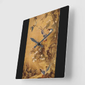 花と鳥', Hsiao Yung_The Orient スクエア壁時計 (傾斜)