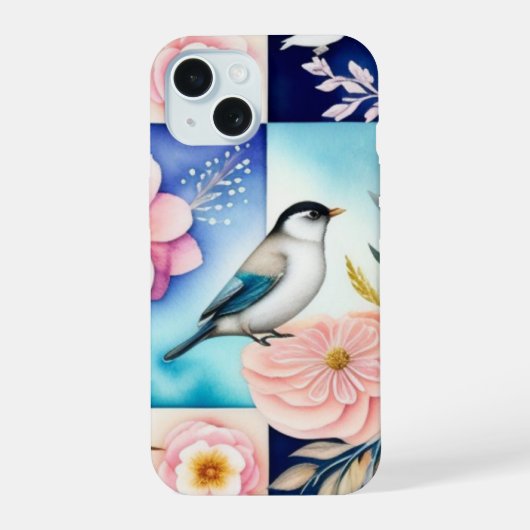 花と鳥  iPhone 15ケース (裏面)
