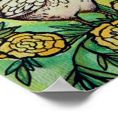 花と鶏肉イラストレーション鶏 ポスター (角)