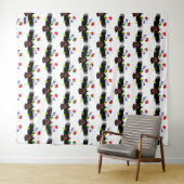 花と鷹の白い写真用背景 タペストリー (インサイチュ(横))