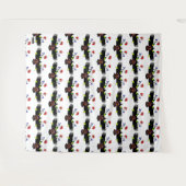 花と鷹の白い写真用背景 タペストリー (正面(横))