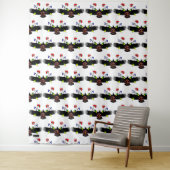 花と鷹の白い写真用背景 タペストリー (インサイチュ)