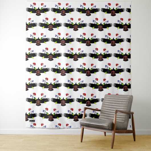 花と鷹の白い写真用背景 タペストリー (インサイチュ)