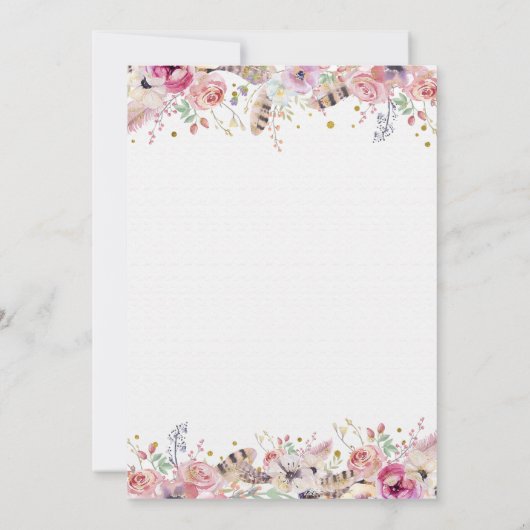 花と鹿の角の誕生日パーティー招待状 招待状 (裏面)