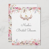 花と鹿の〔雄ジカの〕枝角素朴日付イベントの保存 案内ポストカード (正面/裏面)