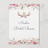 花と鹿の〔雄ジカの〕枝角素朴日付イベントの保存 案内ポストカード (正面)