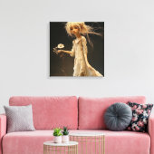 花と黄色の少女 キャンバスプリント (インサイチュ (リビング))