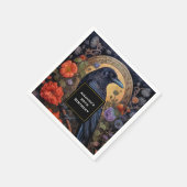 花と黒いカラスゴシックデザイン誕生日 スタンダードカクテルナプキン (角)