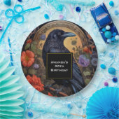 花と黒いカラスゴシックデザイン誕生日 ペーパープレート (パーティー)