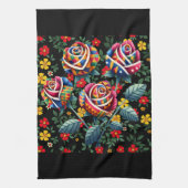 花と黒い月の歴史 キッチンタオル (縦)