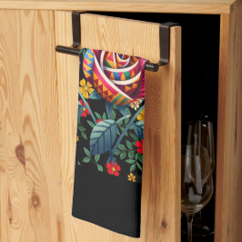 花と黒い月の歴史 キッチンタオル