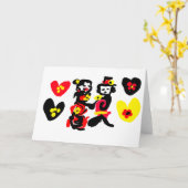 花と黒と赤のバレンタインデー カード (黄色い花)