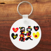 花と黒と赤のバレンタインデー キーホルダー (正面)