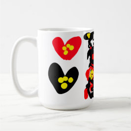 花と黒と赤のバレンタインデー コーヒーマグカップ