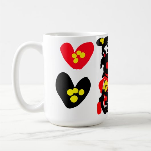 花と黒と赤のバレンタインデー コーヒーマグカップ (左)