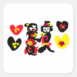 花と黒と赤のバレンタインデー スクエアシール