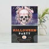 花と黒のハロウィンスカル 招待状 (スタンド正面)