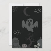 花と黒のハロウィンスカル 招待状 (裏面)