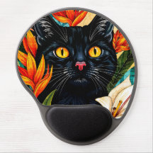 花と黒猫 ゲルマウスパッド