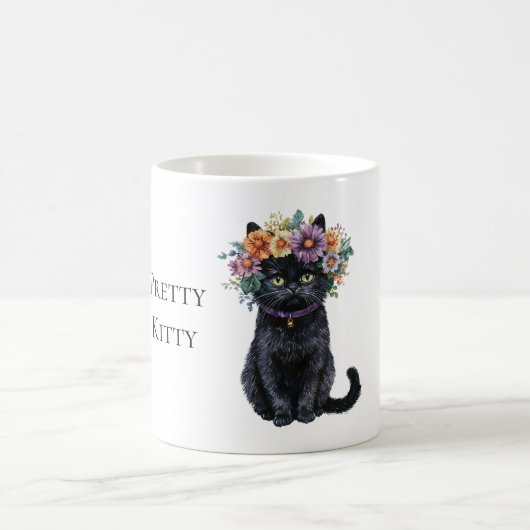花と黒猫 コーヒーマグカップ (中央)