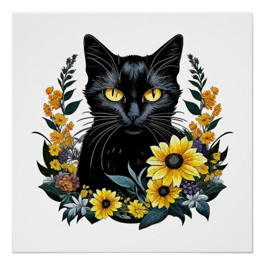 花と黒猫 ポスター (正面)