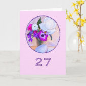 花と27歳の誕生日おめでとう絵画。 カード (黄色い花)