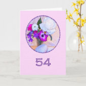 花と54歳の誕生日おめでとう絵画。 カード (黄色い花)