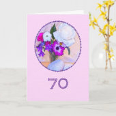 花と70歳の誕生日おめでとう絵画。 カード (黄色い花)