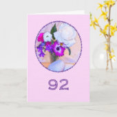 花と92歳の誕生日おめでとう絵画。 カード (黄色い花)