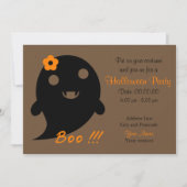 花と「ブー」という幽霊を持つかわいい人 招待状 (正面)