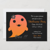 花と「ブー」という幽霊を持つかわいい人 招待状 (正面)